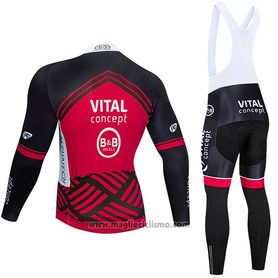 2019 Abbigliamento Ciclismo Vital Concept Rosso Bianco Nero Manica Lunga e Salopette